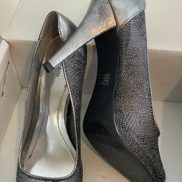 8.5 Peep Toe Pewter Sparkly Holiday Party High Heels Style & Co. - Picture 5 of 6